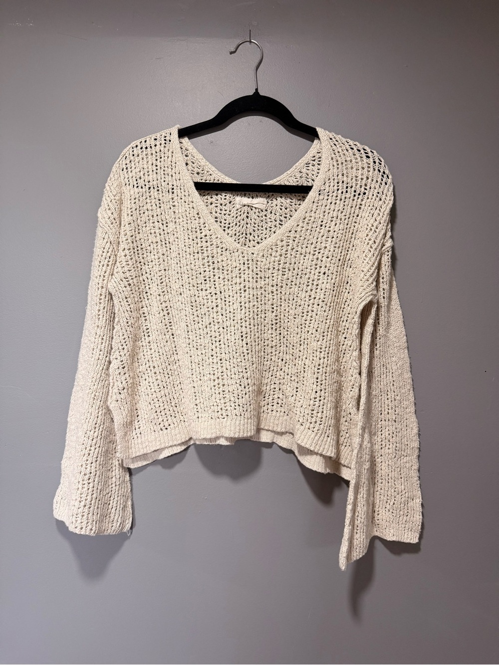 By Together Open-Weave V-Neck Sweater - Cream